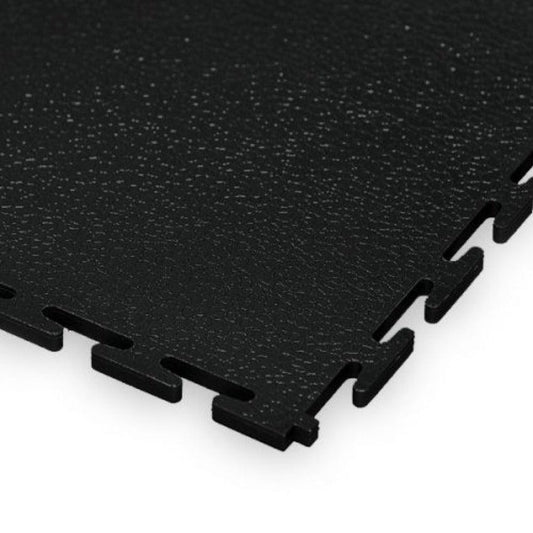 Black Garage Flooring Tiles | Easilock - Leather Effect, 500mm x 500mm x 7mm Thick