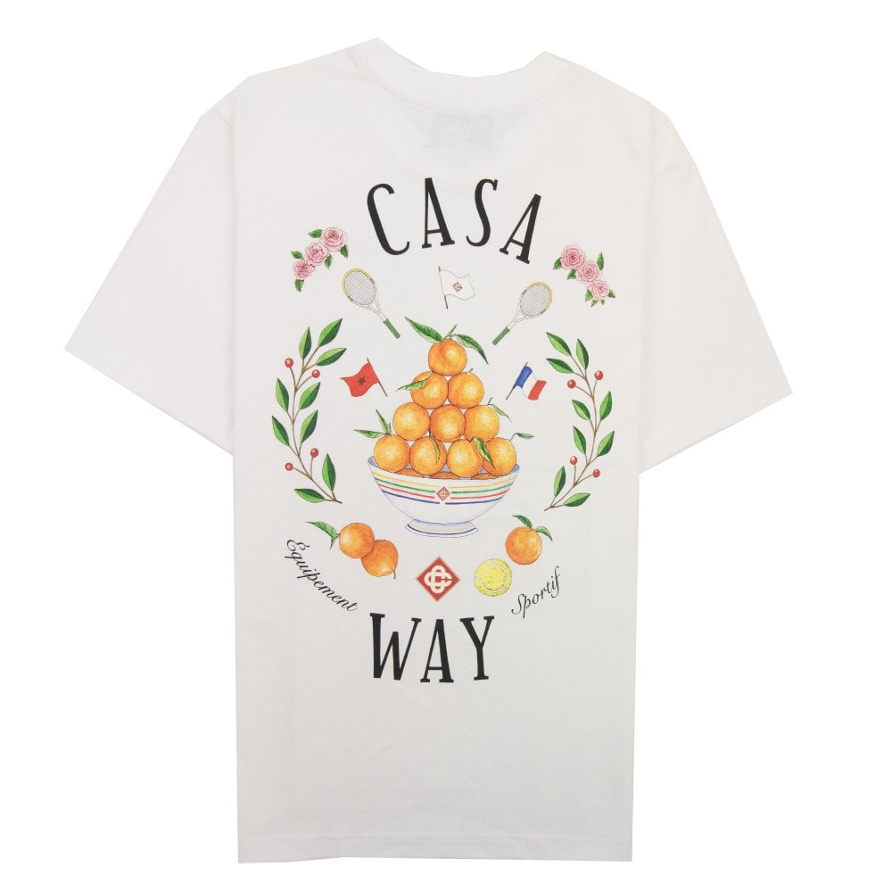 Casa Blanca Printed Fitted T-shirt Casa Way White | WMNS Size Fits Small