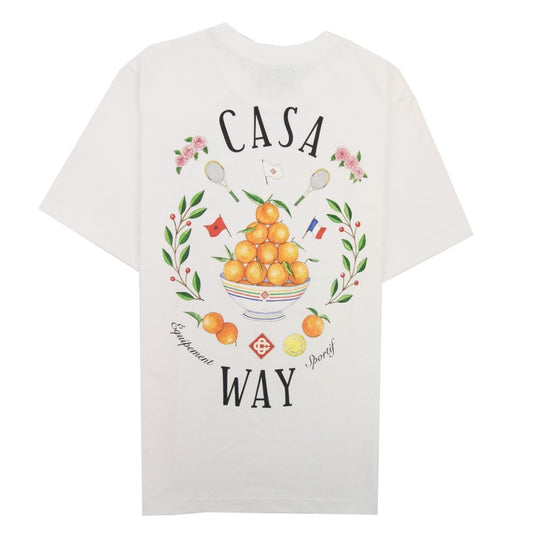 Casa Blanca Printed Fitted T-shirt Casa Way White | WMNS Size Fits Small