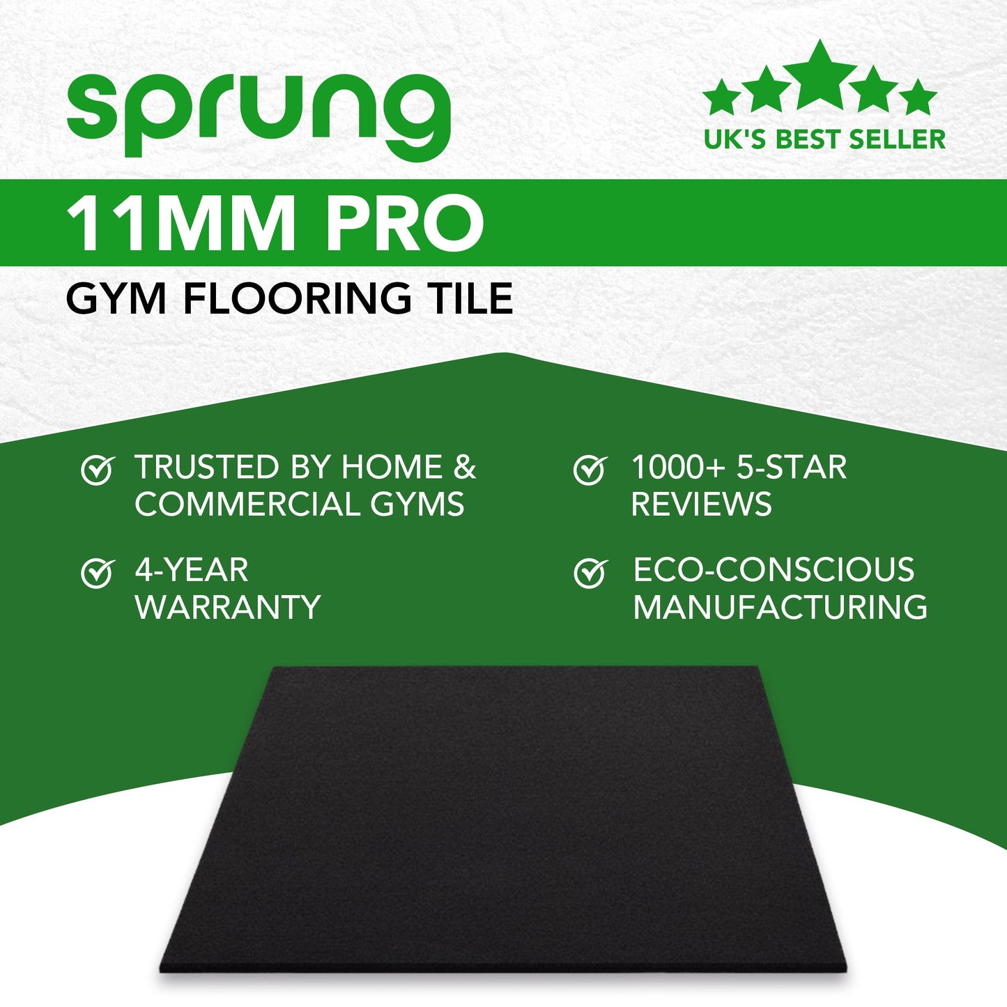 11mm Sprung PRO - Heavy Duty Gym Rubber Mats